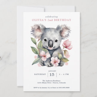 Koala Bear FIrst Birthday Einladung