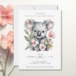Koala Bear FIrst Birthday Einladung