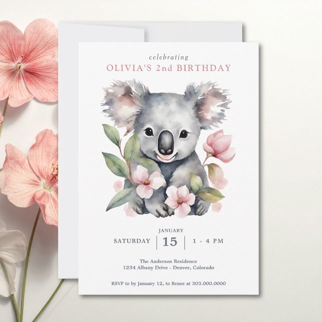 Koala Bear FIrst Birthday Einladung (Von Creator hochgeladen)