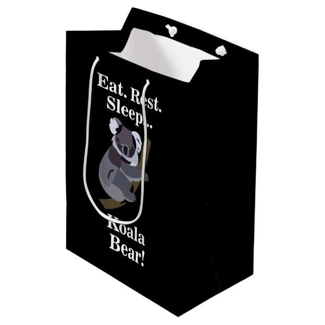 Koala Bear Funny Mittlere Geschenktüte (Vorderseite Schrägansicht)