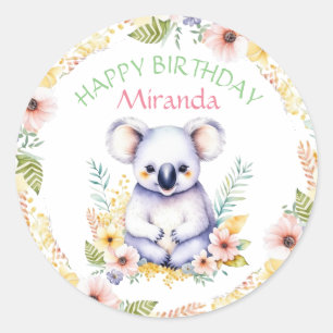 Koala Bear Geburtstag Thema Geburtstag Personalisi Runder Aufkleber