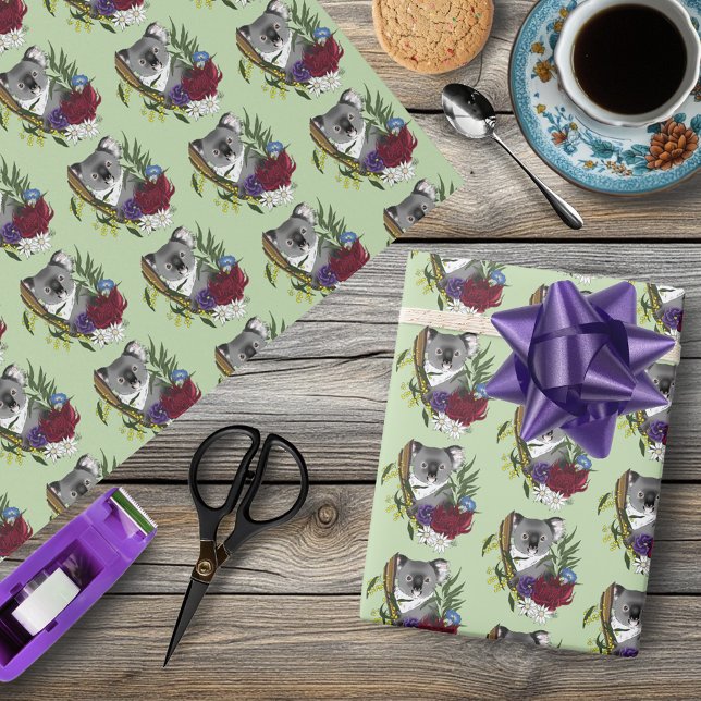Koala Bear Green Geschenkpapier (Von Creator hochgeladen)