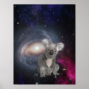 Koala Bear in Space Fun Surreal Poster