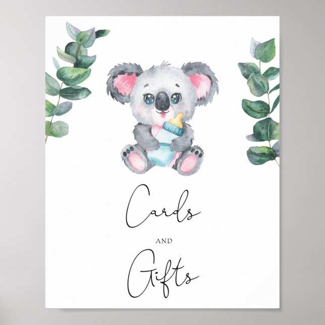 Koala Bear - Karten und Geschenke Babydusche Poster (Vorne)