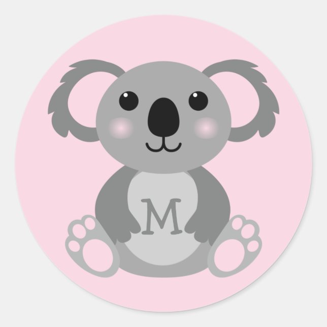 Koala Bear Kid's Niedliche Name Umschlag Aufkleber (Vorderseite)