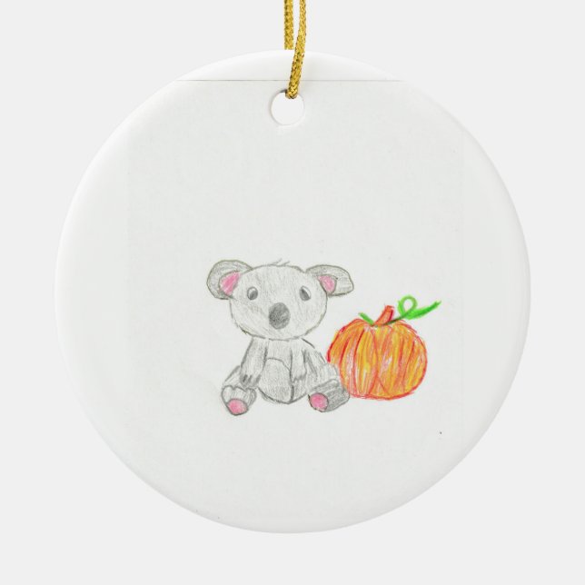 Koala Bear mit Pumpkin Keramik Ornament (Vorne)