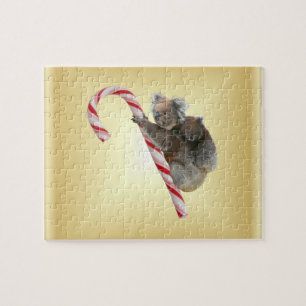 Koala Bear Mum und Joey Climbing Candy Cane