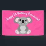 Koala Bear Niedlich Kid Birthday Party Banner<br><div class="desc">Adorable kuschelige Koalabären mit rosa machen ein vollkommenes Geburtstagsthema,  für ein Mädchen,  einen Jungen oder ein Kind,  das diese niedlichen australischen Koalabären Lieben! Ideal für tierliebende Kinder! Auch perfekt für den ersten Geburtstag eines Babys!</div>