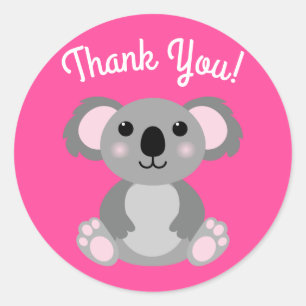 Koala Bear Niedlich Kid Birthday Party Danke Runder Aufkleber