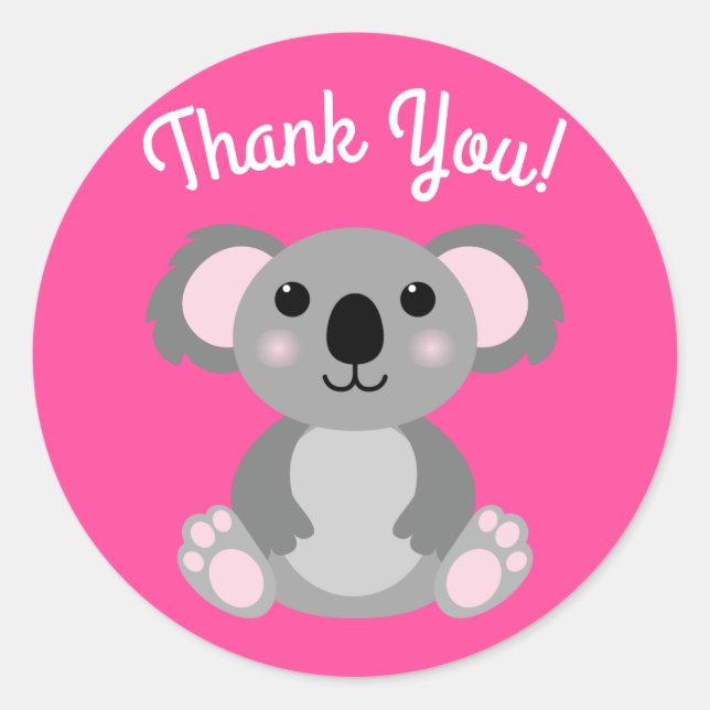 Koala Bear Niedlich Kid Birthday Party Danke Runder Aufkleber (Vorderseite)
