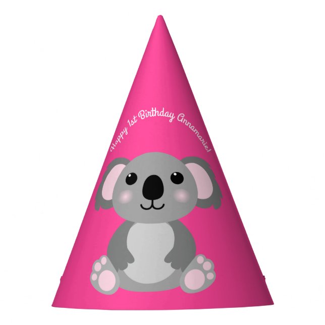 Koala Bear Niedlich Kid Birthday Party Partyhütchen (Vorderseite)