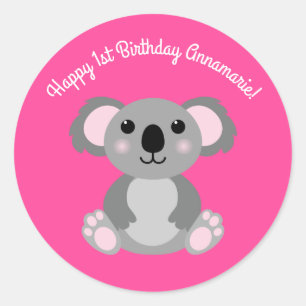 Koala Bear Niedlich Kid Birthday Party Runder Aufkleber
