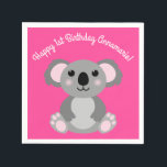 Koala Bear Niedlich Kid Birthday Party Serviette<br><div class="desc">Adorable kuschelige Koalabären mit rosa machen ein vollkommenes Geburtstagsthema,  für ein Mädchen,  einen Jungen oder ein Kind,  das diese niedlichen australischen Koalabären Lieben! Ideal für tierliebende Kinder! Auch perfekt für den ersten Geburtstag eines Babys!</div>