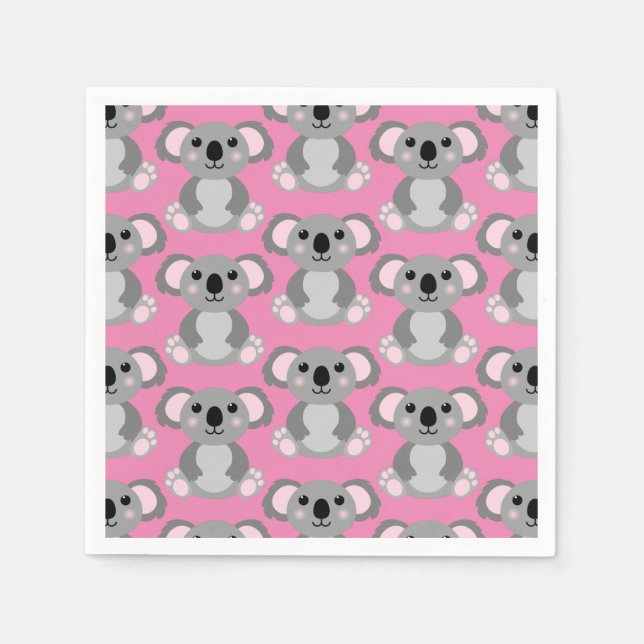 Koala Bear Niedlich Kid Birthday Party Serviette (Vorderseite)