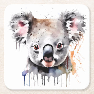 Koala Bear Portrait Rechteckiger Pappuntersetzer