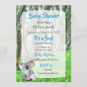Koala Bear seine Einladungen für eine Baby-Dusche