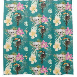 Koala Bear und Toucan Bird Aquamarines Muster Duschvorhang