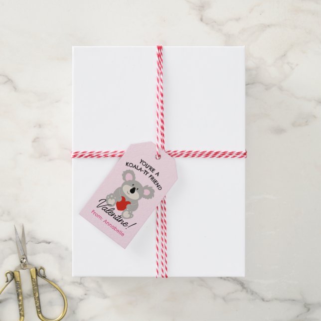 Koala Bear Valentine's Day School Card Geschenkanhänger (Mit Garn)