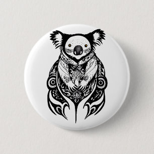 Koala Bear Wild Animal Nature Illustration Art Button
