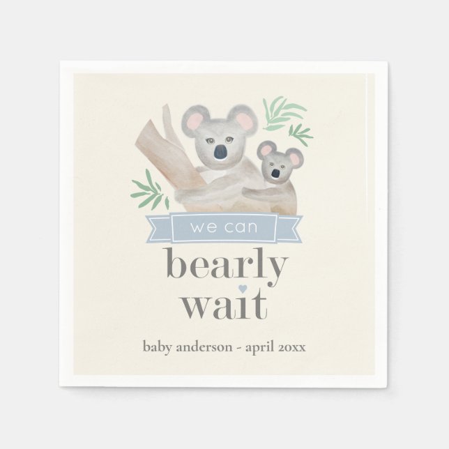 Koala Bear wir können frühzeitig abwarten Baby Dus Serviette (Vorderseite)