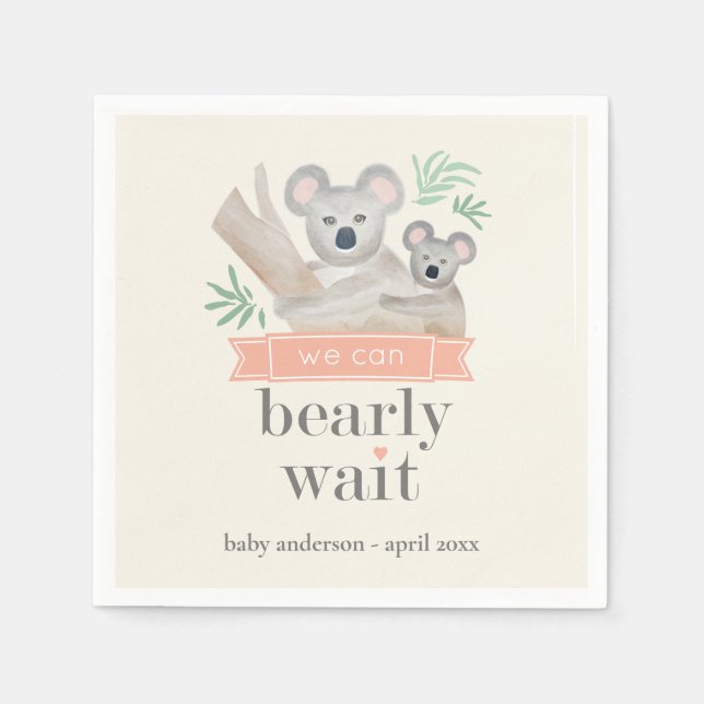 Koala Bear wir können frühzeitig abwarten Baby Dus Serviette (Vorderseite)
