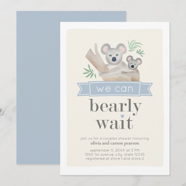 Koala Bear wir können frühzeitig abwarten Paare Ba Einladung (Vorne/Hinten)