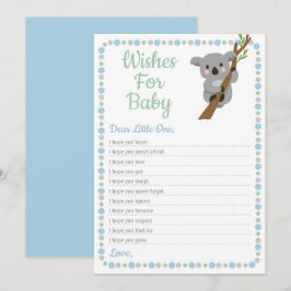 Koala Bear wünscht sich Baby Dusche Spiel Blue Boy Einladung