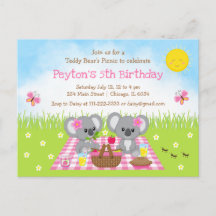 Koala Bear's Picnic Pink Gingham Birthday