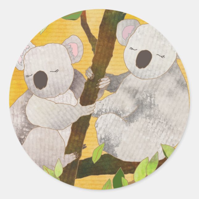 Koala Bears Runder Aufkleber (Vorderseite)