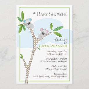 Koala Bears - Twins Baby Shower Einladungen