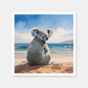 Koala beobachtet den Ozean Serviette
