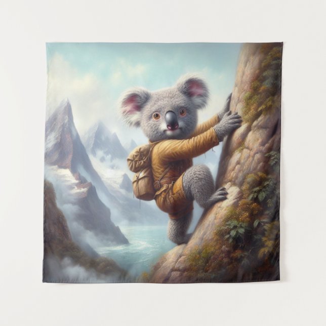 Koala Bergsteigen Wandteppich (Vorderseite)