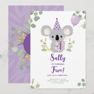 Koala Birthday Einladung
