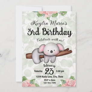 Koala Birthday Einladung