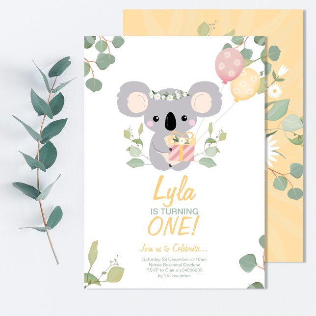 Koala Birthday Einladung (Koala Birthday Invite)