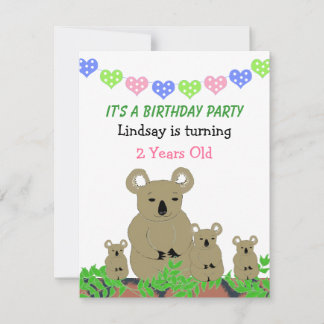 Koala Birthday Einladung
