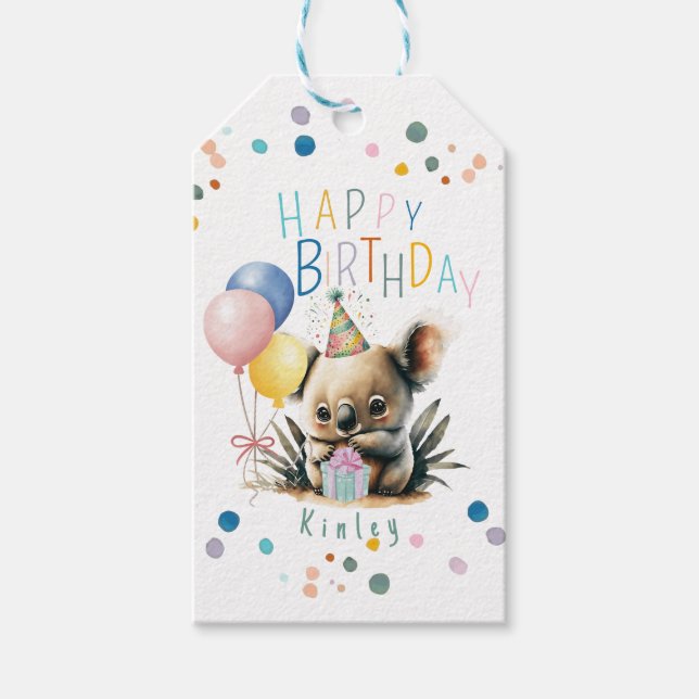 Koala Birthday Geschenkanhänger (Vorderseite)