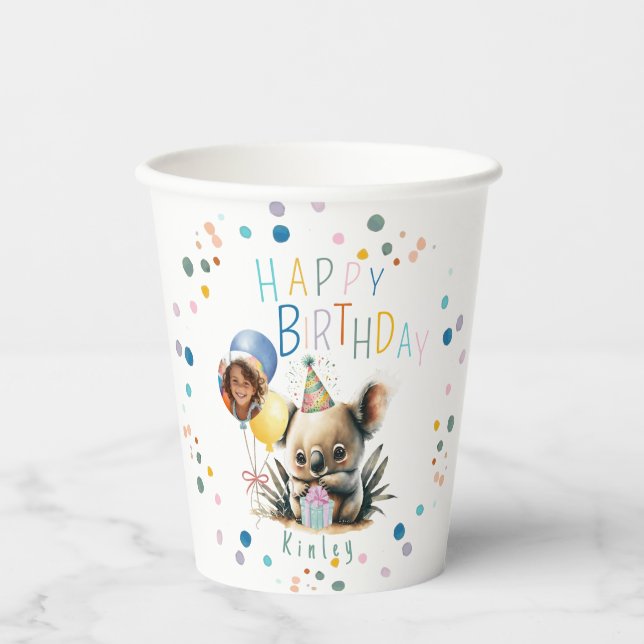 Koala Birthday Paper Cups Pappbecher (Vorderseite)