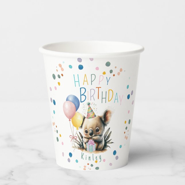 Koala Birthday Paper Cups Pappbecher (Vorderseite)
