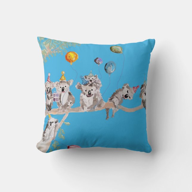 Koala Birthday Party Niedlich Koalas Kinder Cushio Kissen (Vorderseite)