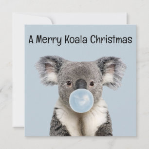 Koala Blasst ein blauer Blasen-Gummi Weihnachtsgrü Karte