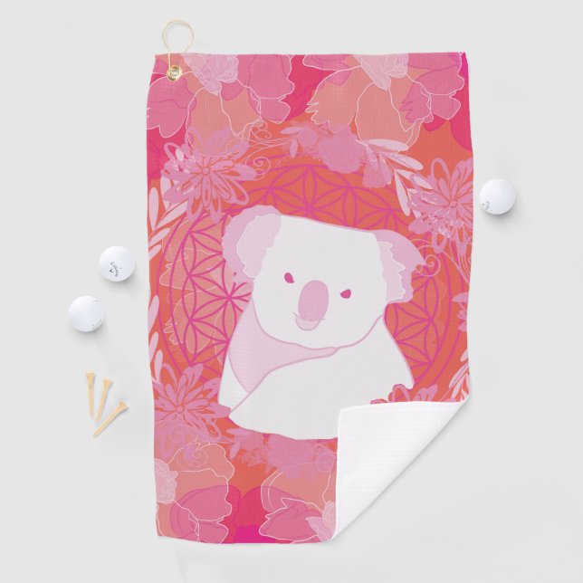Koala Blume des Lebens Golfhandtuch (Insitu)