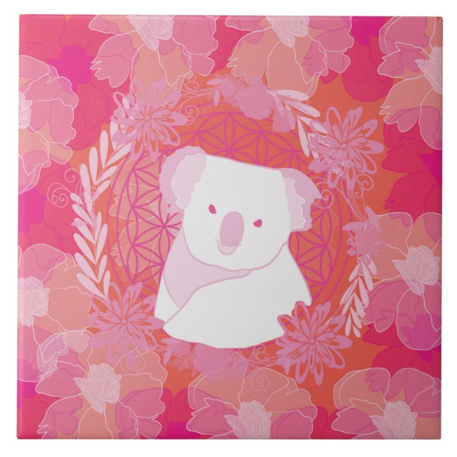 Koala Blüte des Lebens Fliese (Vorderseite)