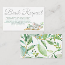 Koala Book Request Card for Baby Shower Geburtstag