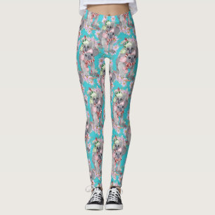 Koala Christmas Botanical Vintag Blue Leggings