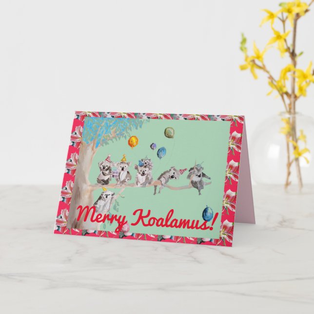 Koala Christmas Card Merry Koalamus Kinder Card Karte (Gelbe Blume)