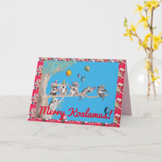 Koala Christmas Card Merry Koalamus Kinder Card Karte (Gelbe Blume)