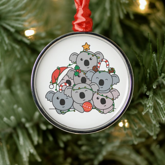 Koala Christmas Tree Funny Animal Christmas Cerami Ornament Aus Metall (Baum)
