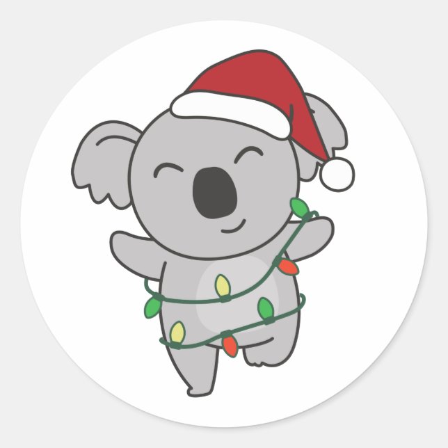 Koala Christmas Winter Animals Koalas Classic Roun Runder Aufkleber (Vorderseite)