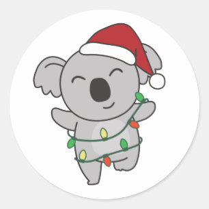 Koala Christmas Winter Animals Koalas Classic Roun Runder Aufkleber